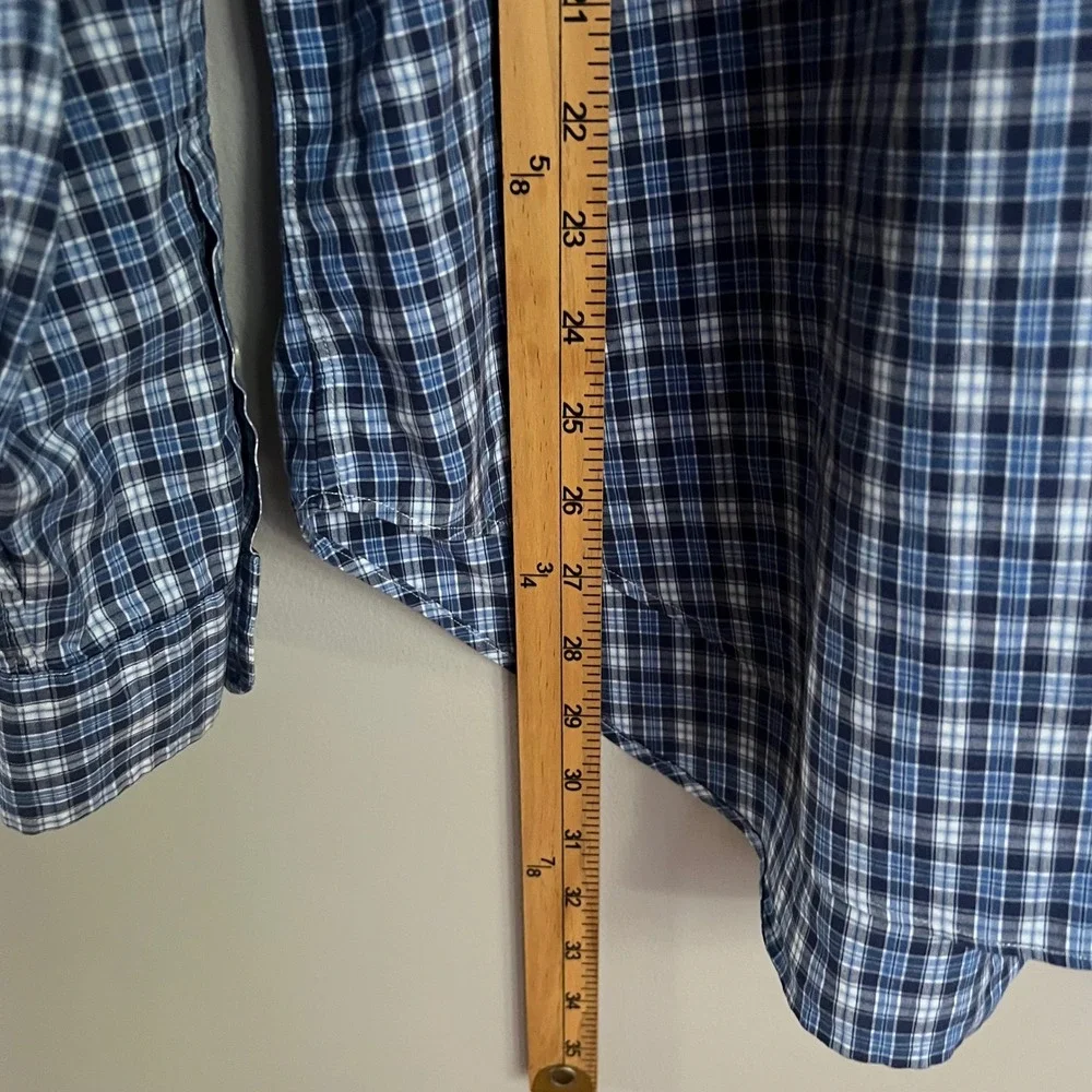 Ralph Lauren Classic Fit XL Blue Plaid Button Down Shirt Mens 100% Cotton